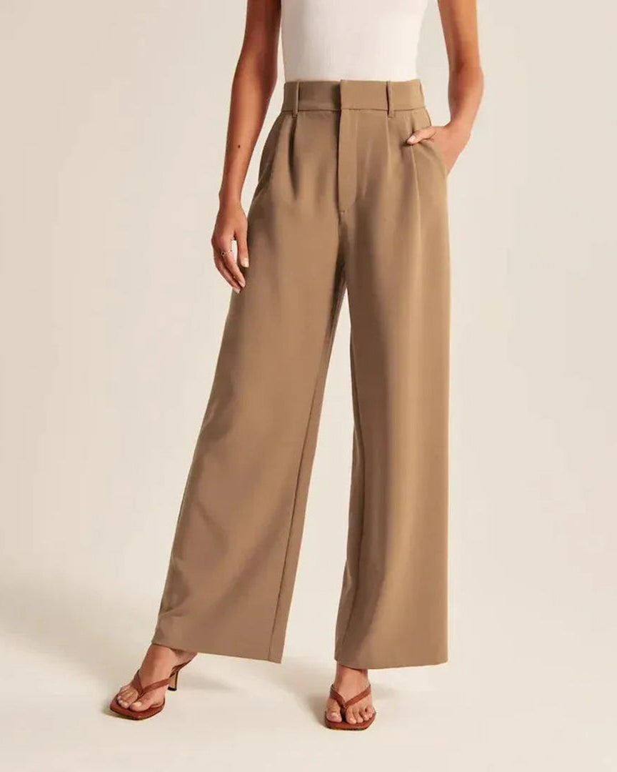Isla | Elegant High-Waisted Linen Wide-Leg Trousers - ginlerie 1