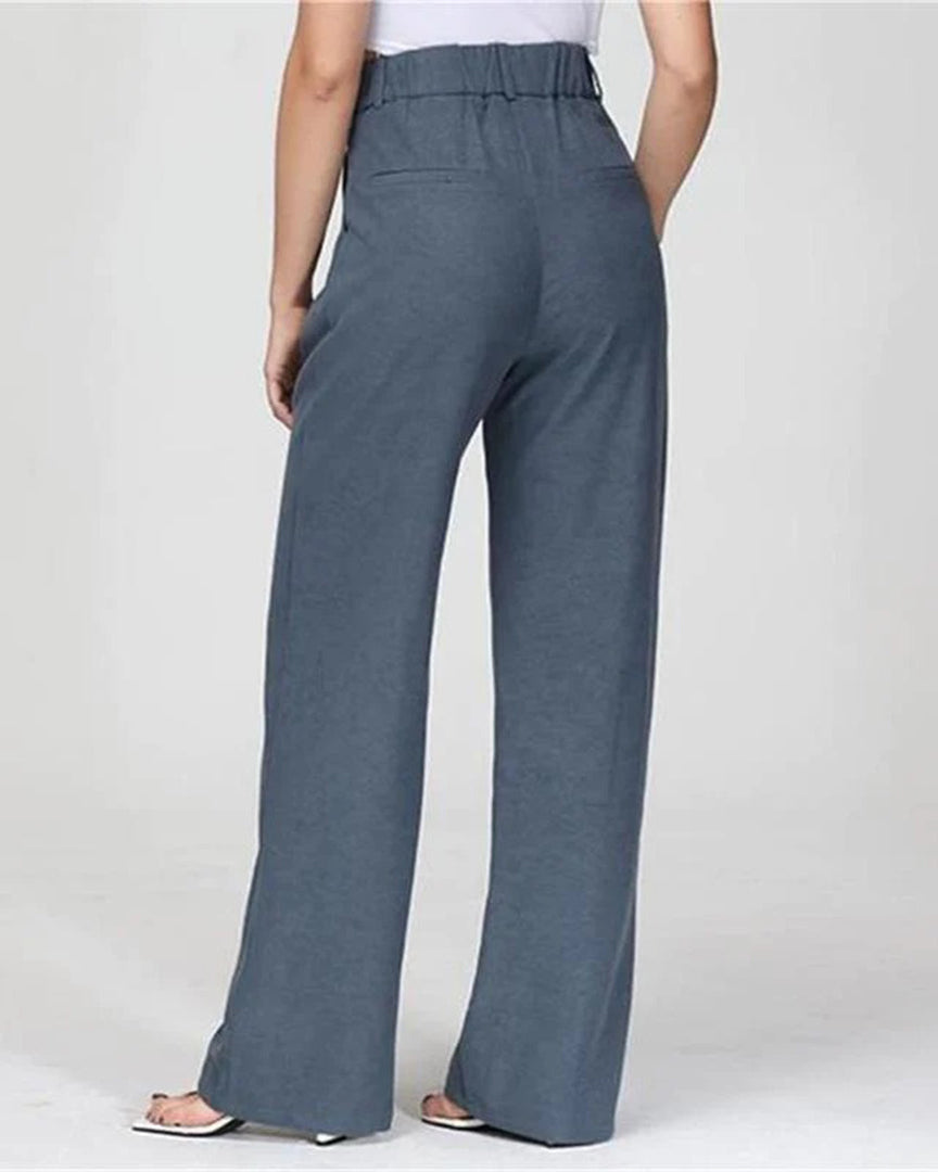 Isla | Elegant High-Waisted Linen Wide-Leg Trousers - ginlerie 4