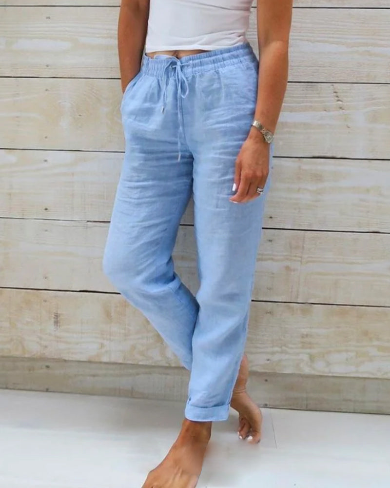 Isla | Lightweight Linen Trousers - ginlerie 0