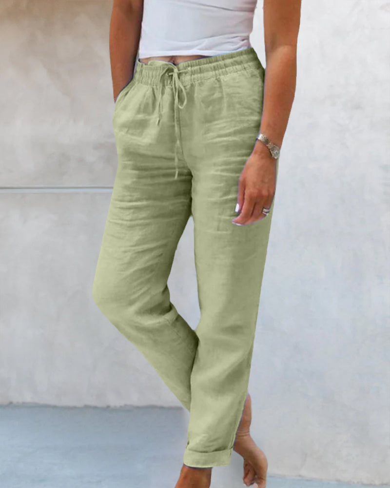 Isla | Lightweight Linen Trousers - ginlerie 3