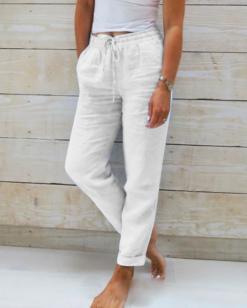 Isla | Lightweight Linen Trousers - ginlerie 4