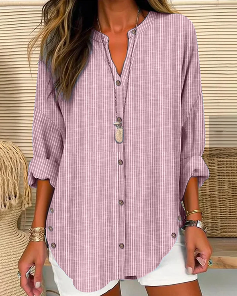 Isla | Striped Button Blouse - ginlerie 1