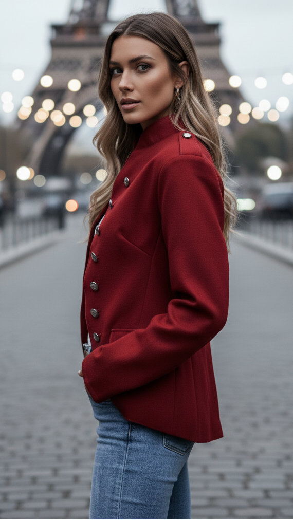 Isla | Tailored Blazer with Gold Accents - ginlerie 3