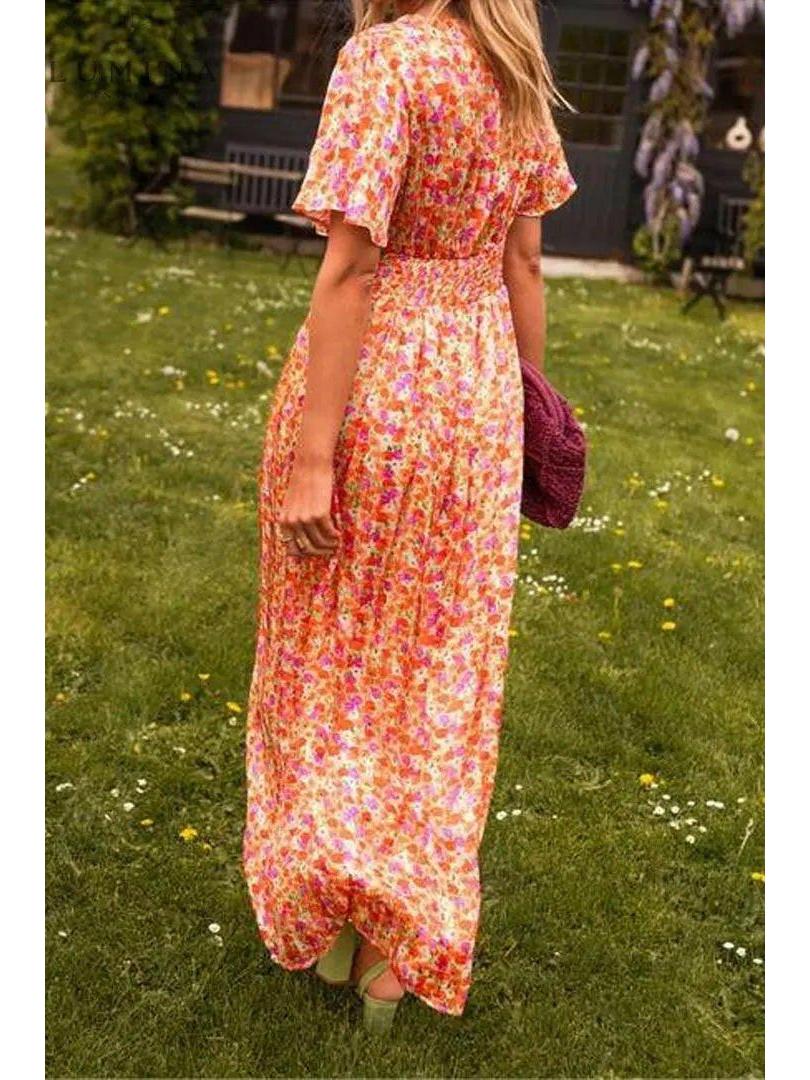 Isla | V-Neck Floral Maxi Dress - ginlerie 1