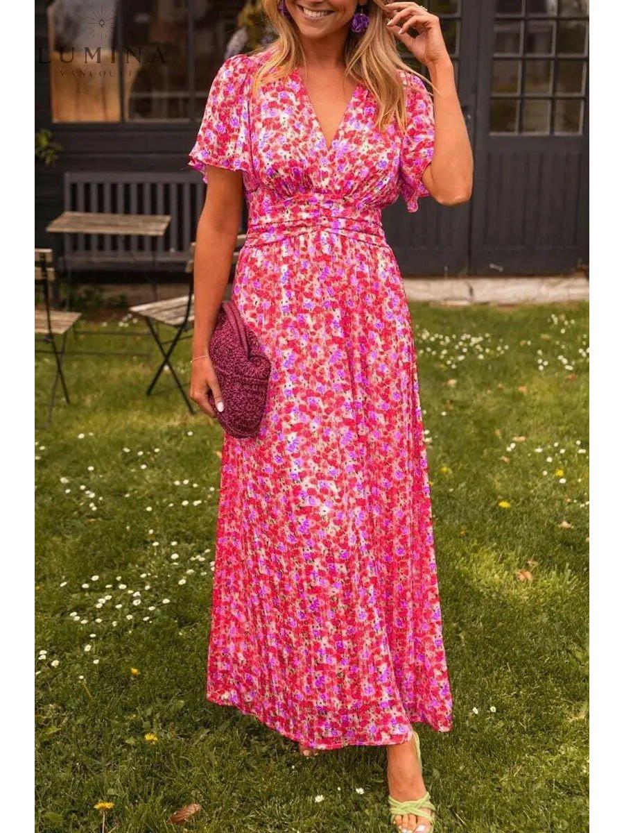 Isla | V-Neck Floral Maxi Dress - ginlerie 5