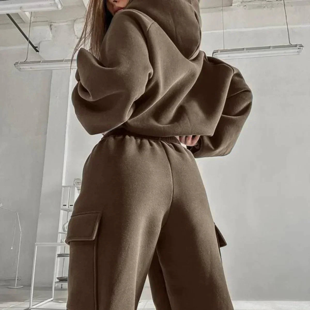 Jade | Cargo Pocket Hoodie and Sweatpants Set - ginlerie 2