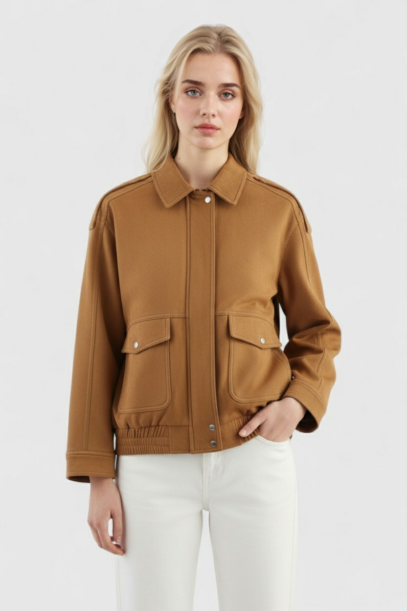 Kira | Brown Suede Bomber Jacket - ginlerie 1