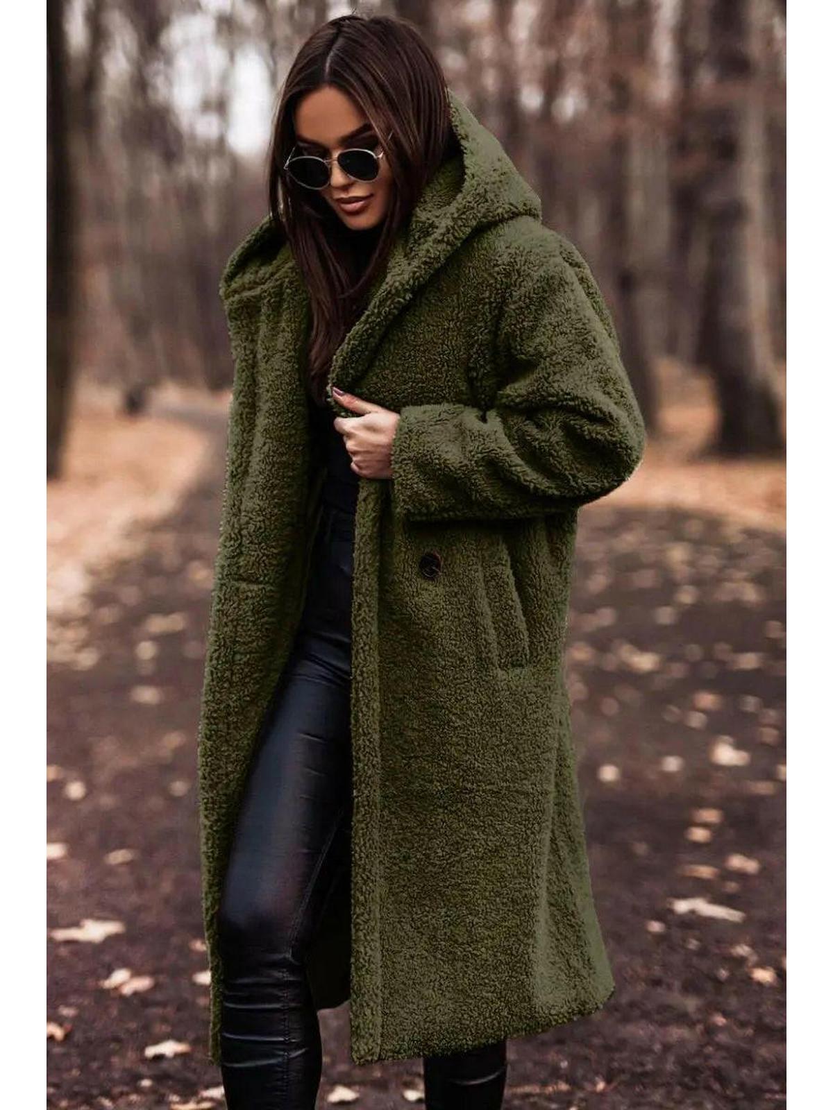 Knee-Length Winter Coat with Hood for Women – Elegant and Cozy Outerwear for Cold Weather 1