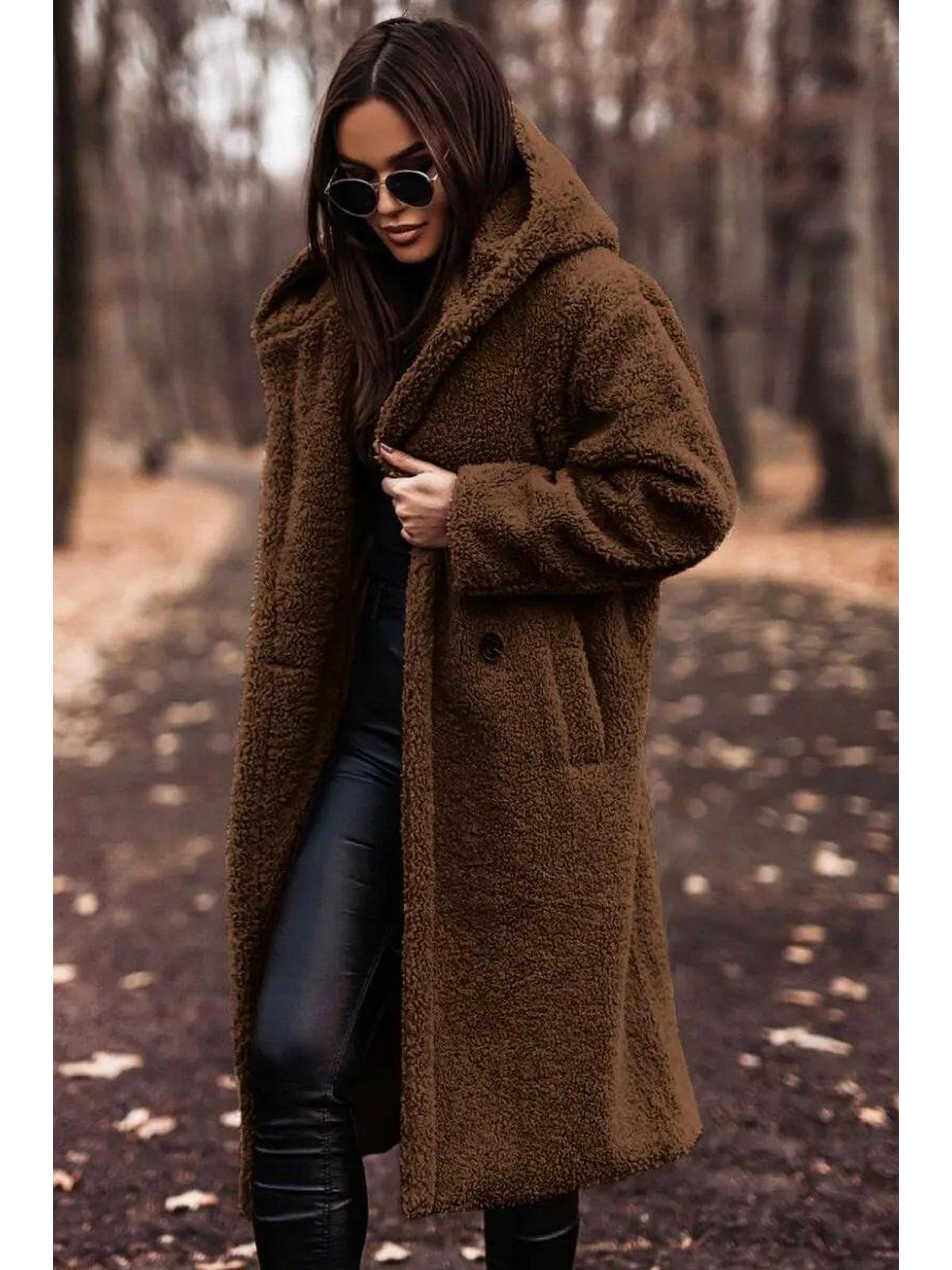 Knee-Length Winter Coat with Hood for Women – Elegant and Cozy Outerwear for Cold Weather 3