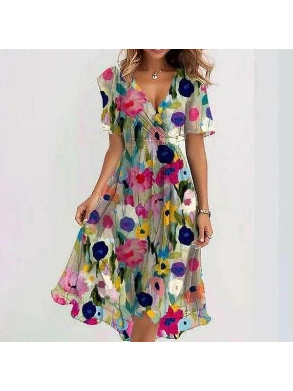 Luna | Abstract Print Midi Dress - ginlerie 0
