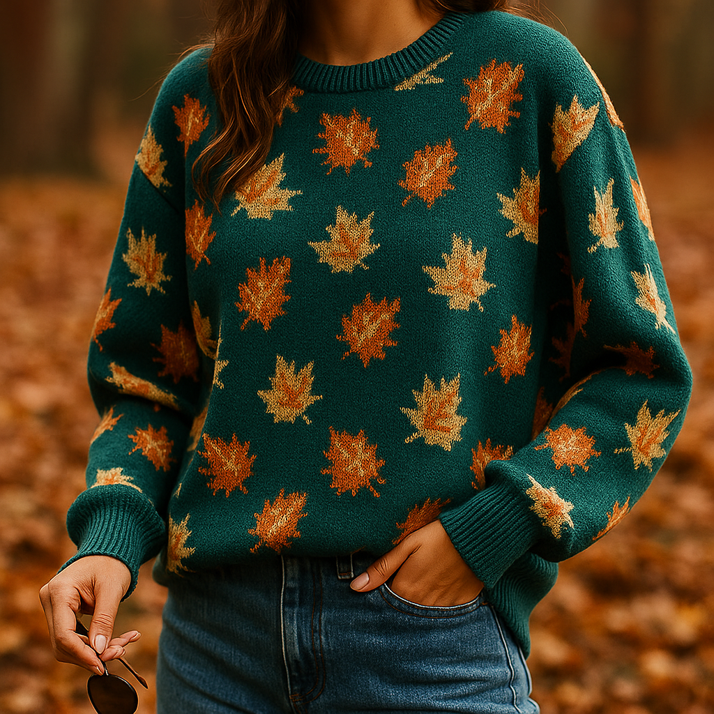 Luna | Autumn Leaf Knit Sweater - ginlerie 0