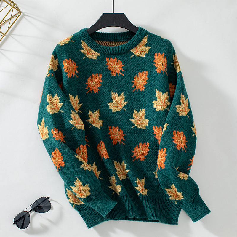 Luna | Autumn Leaf Knit Sweater - ginlerie 2