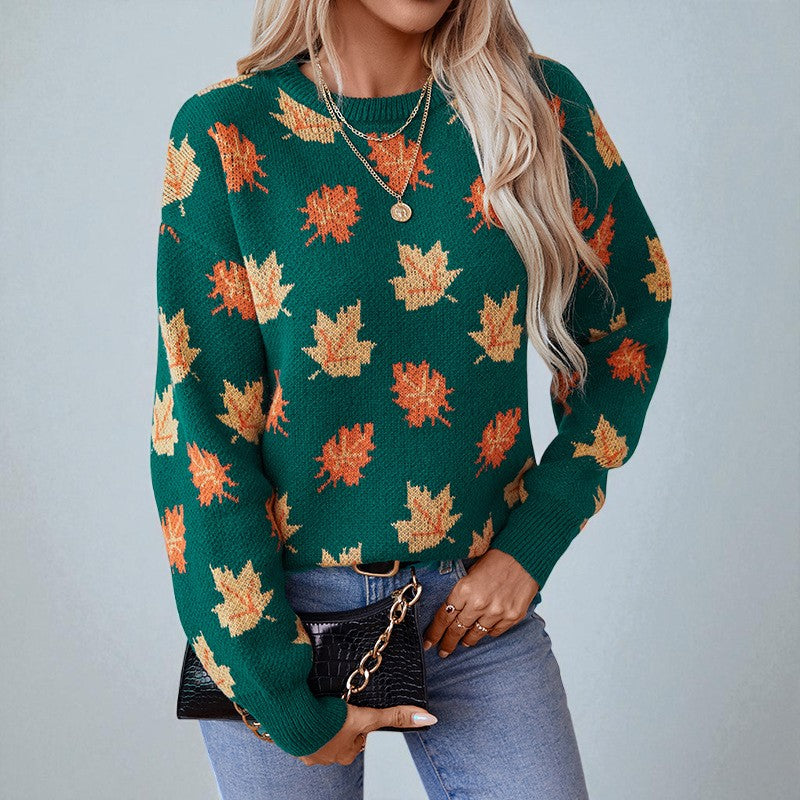 Luna | Autumn Leaf Knit Sweater - ginlerie 6