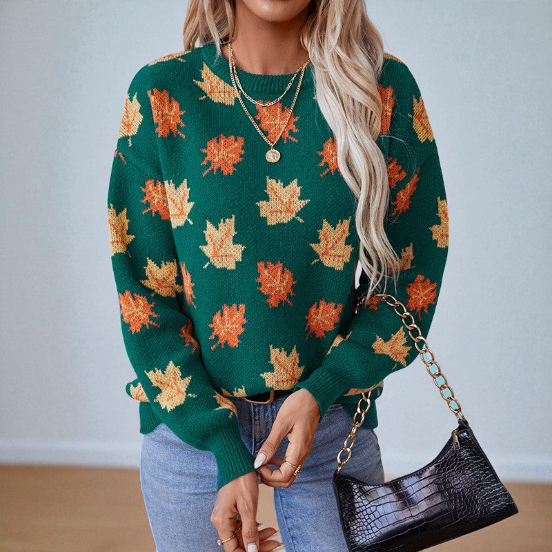 Luna | Autumn Leaf Knit Sweater - ginlerie 7