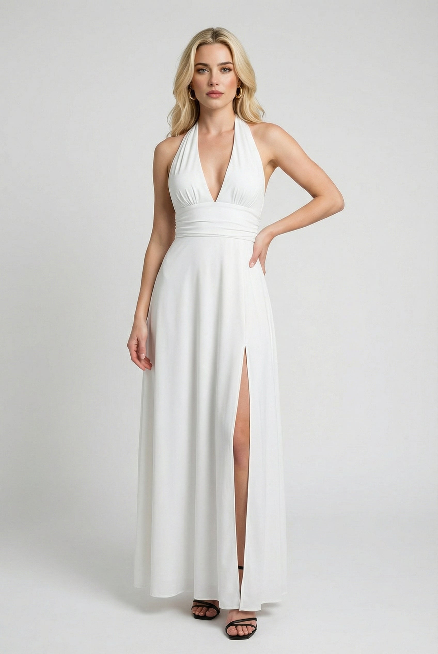 Luna | Backless White Maxi Dress - ginlerie 2