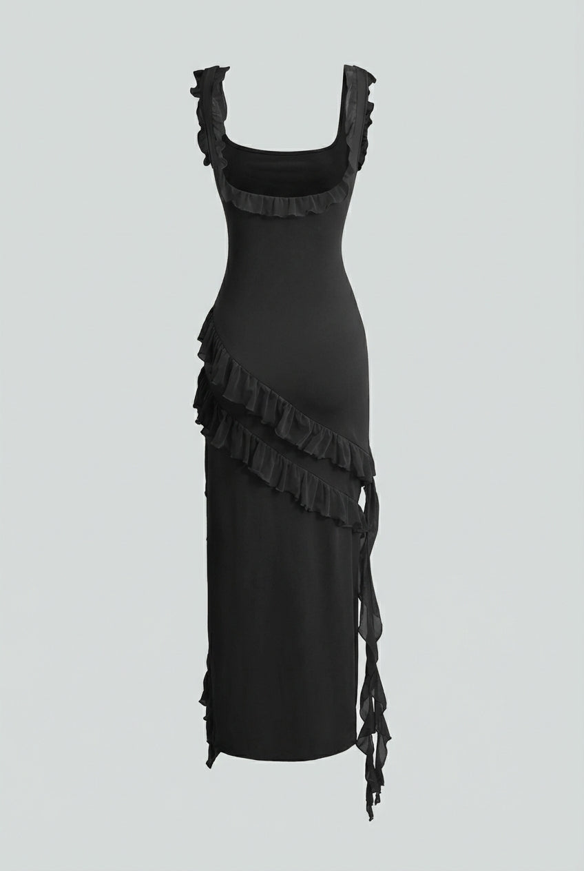 Luna | Black Backless Maxi Dress - ginlerie 4