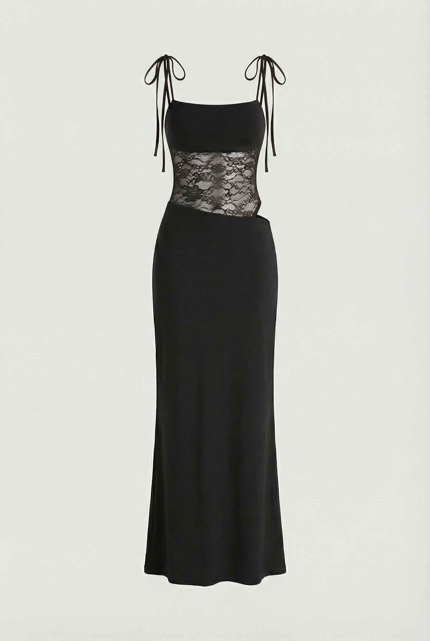 Luna | Black Elegant Lace Maxi Dress - ginlerie 0