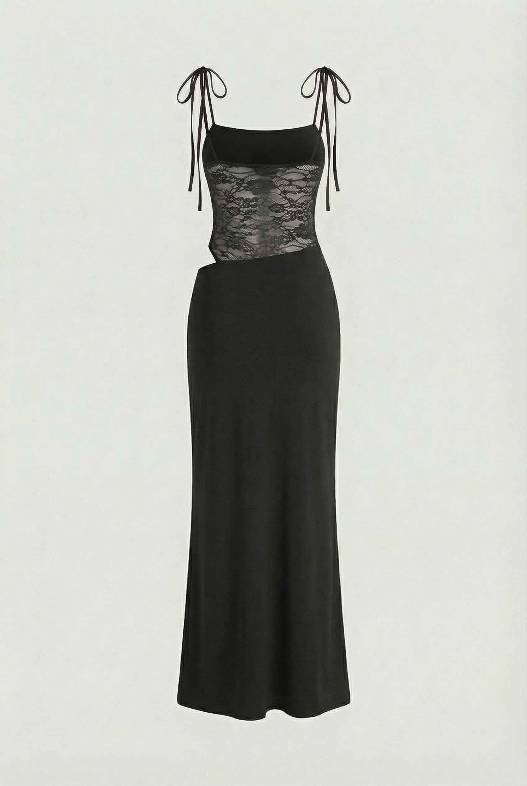 Luna | Black Elegant Lace Maxi Dress - ginlerie 5
