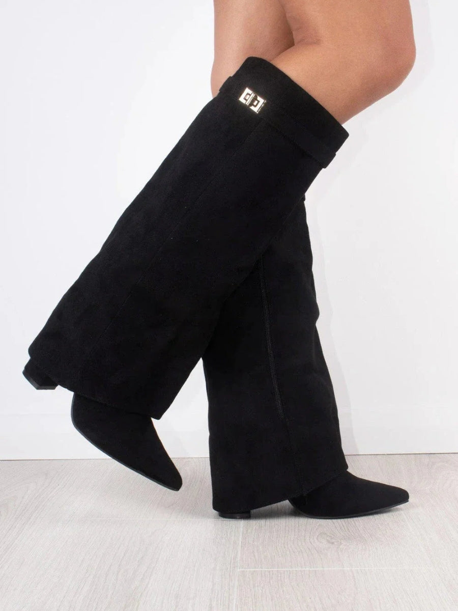 Luna | Black Knee High Boots - ginlerie 0
