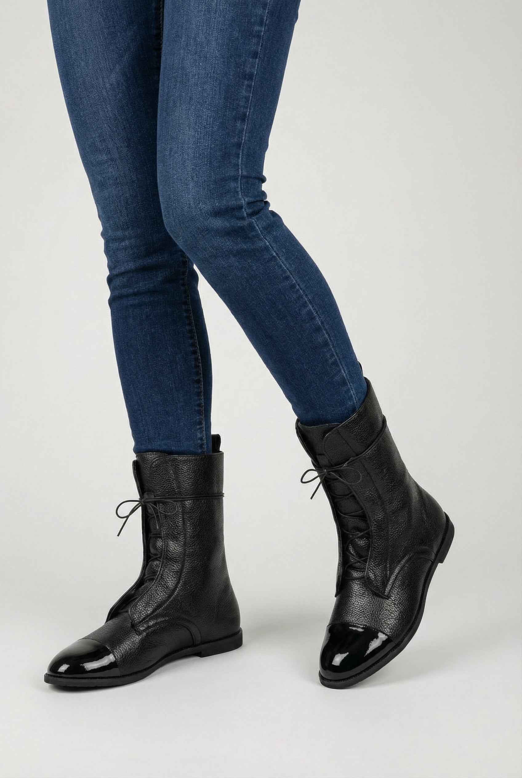 Luna | Black Lace Up Ankle Boots - ginlerie 1