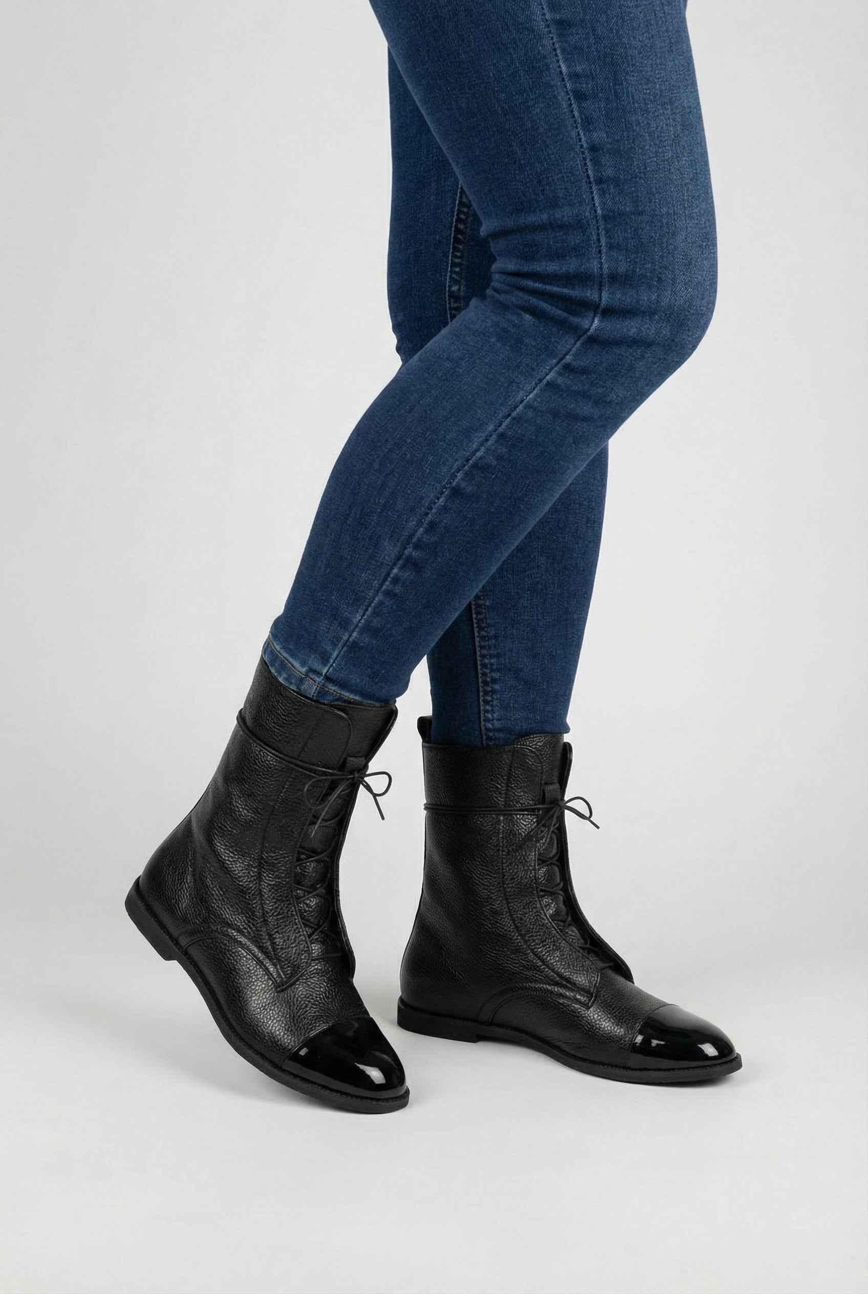 Luna | Black Lace Up Ankle Boots - ginlerie 3