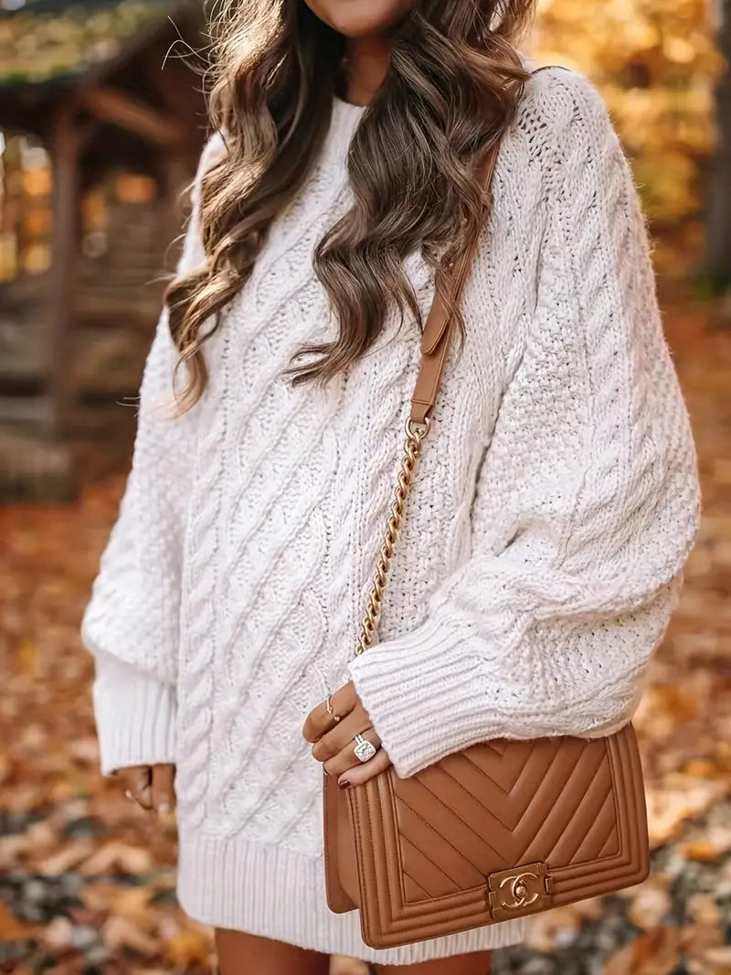 Luna | Cable Knit Sweater Dress - ginlerie 2