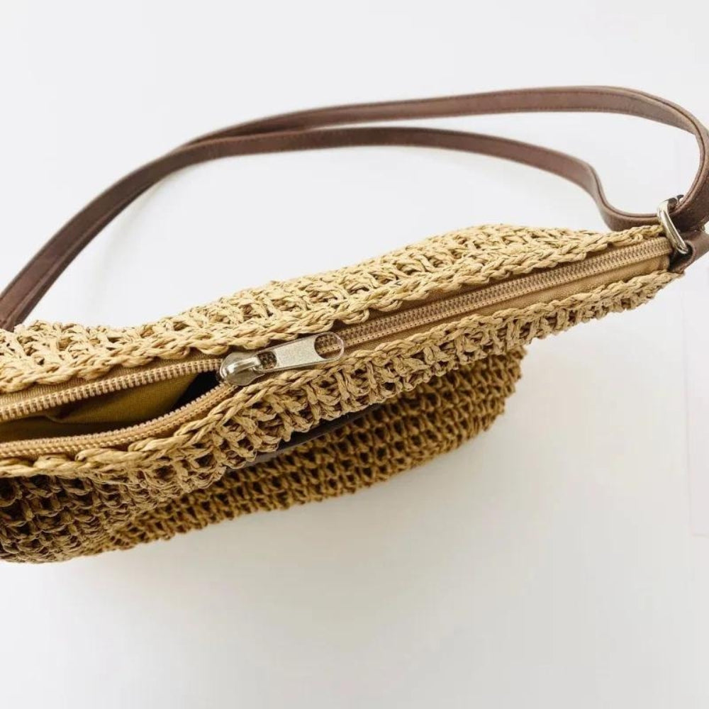 Luna | Chic Beige Straw Shoulder Bag - ginlerie 4