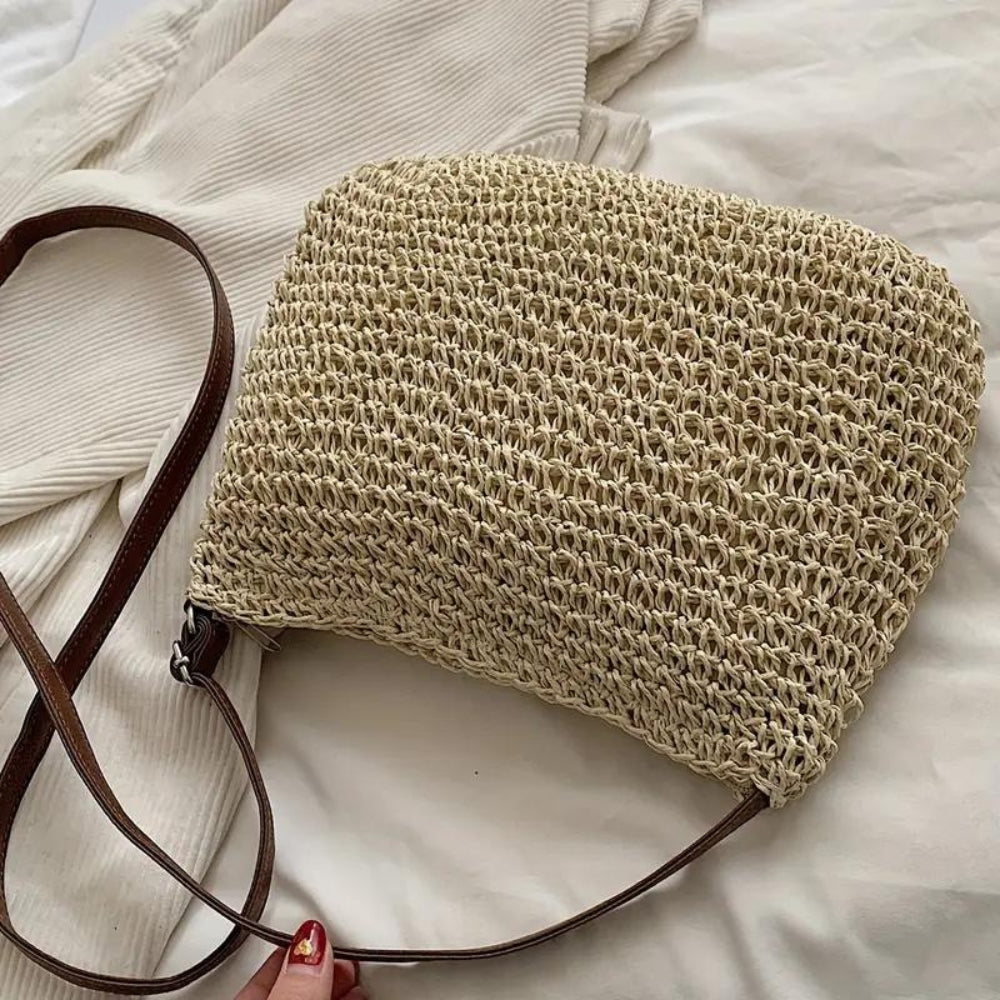Luna | Chic Beige Straw Shoulder Bag - ginlerie 6