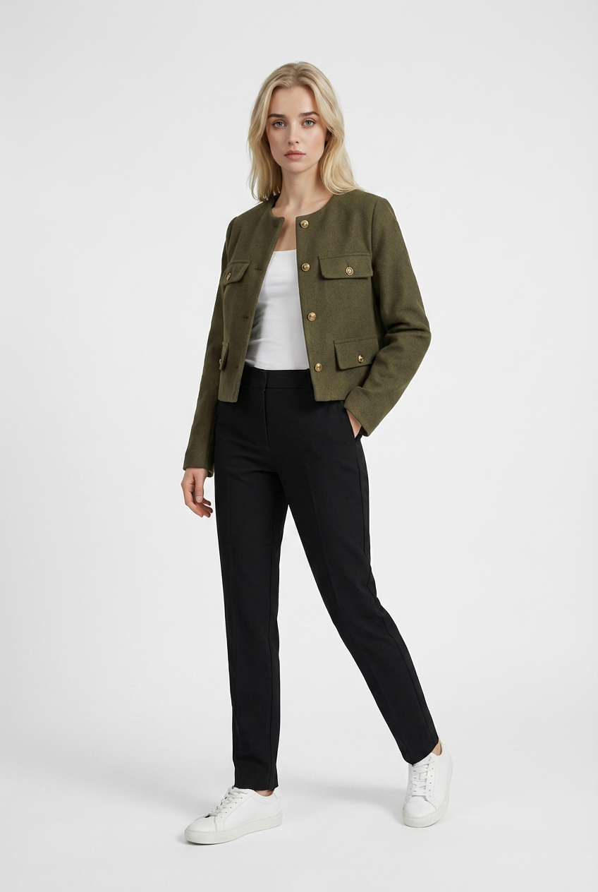 Luna | Chic Olive Green Short Jacket - ginlerie 1