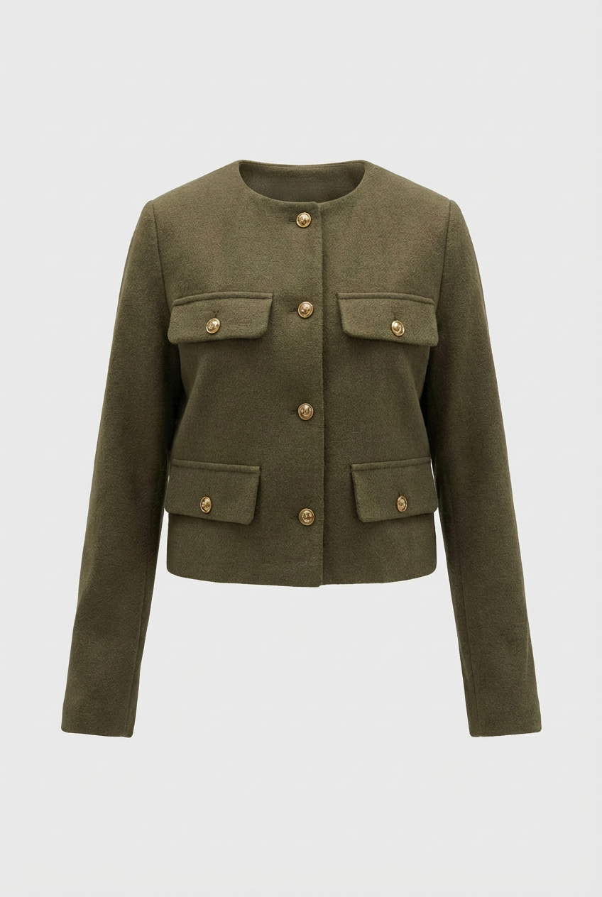 Luna | Chic Olive Green Short Jacket - ginlerie 4