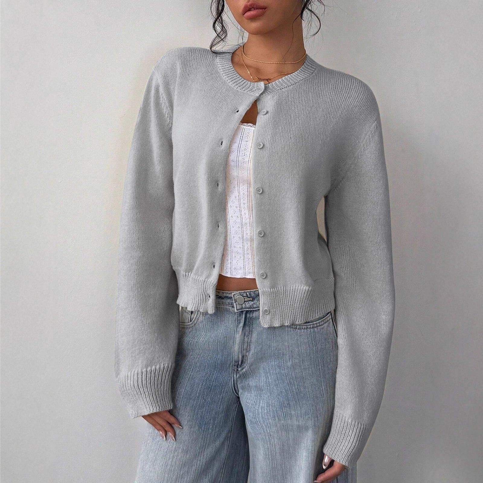 Luna | Cropped Cardigan Sweater - ginlerie 1