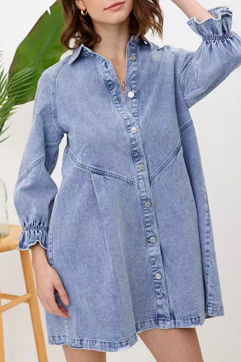 Luna | Denim Button Down Shirt Dress - ginlerie 2