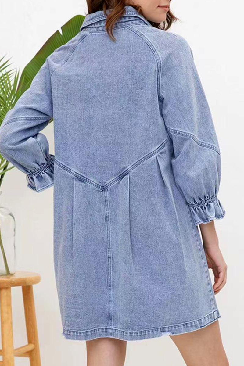 Luna | Denim Button Down Shirt Dress - ginlerie 3