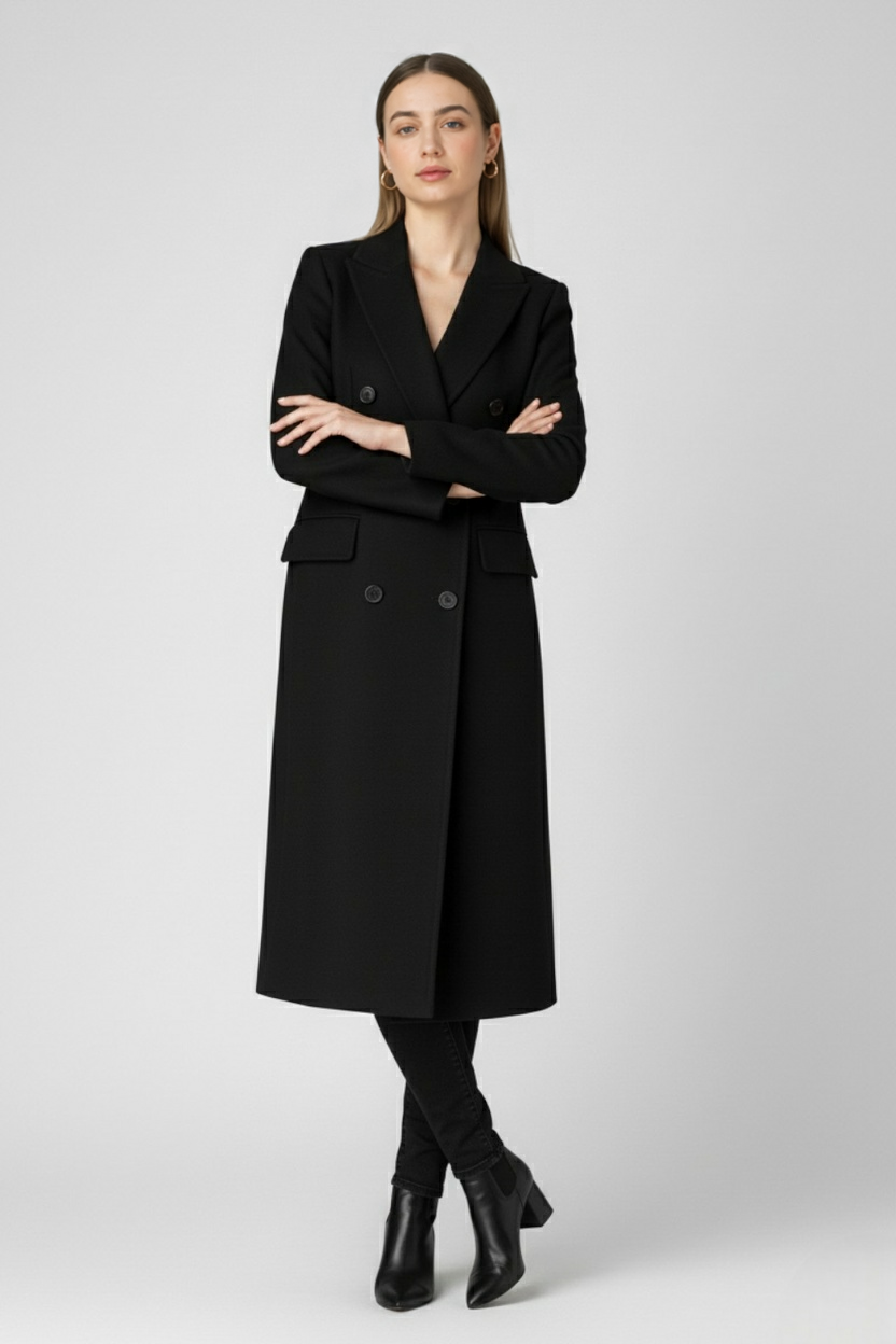 Luna | Elegant Black Winter Coat - ginlerie 2