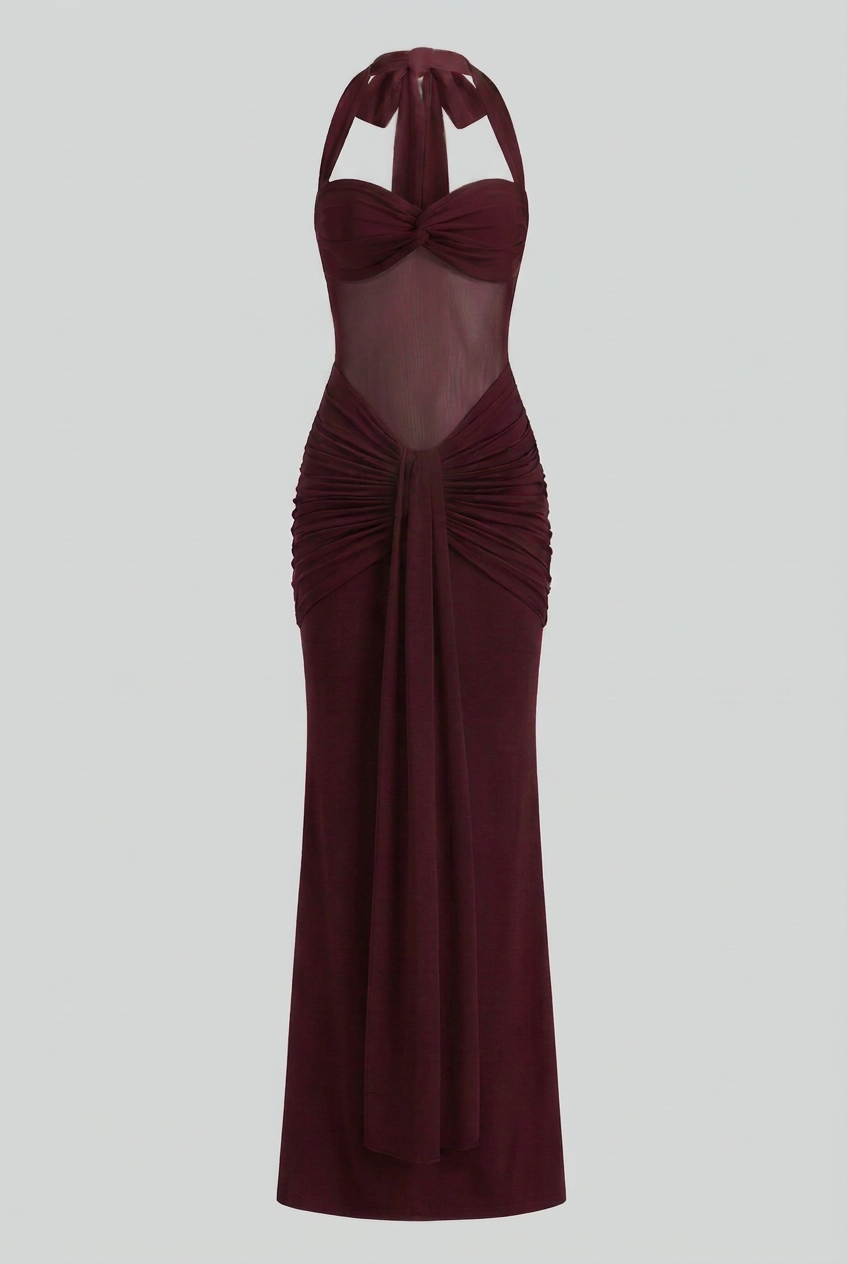 Luna | Elegant Halter Maxi Dress - ginlerie 0