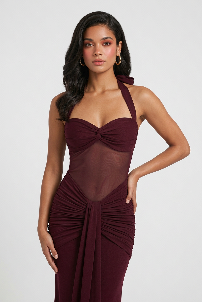 Luna | Elegant Halter Maxi Dress - ginlerie 1