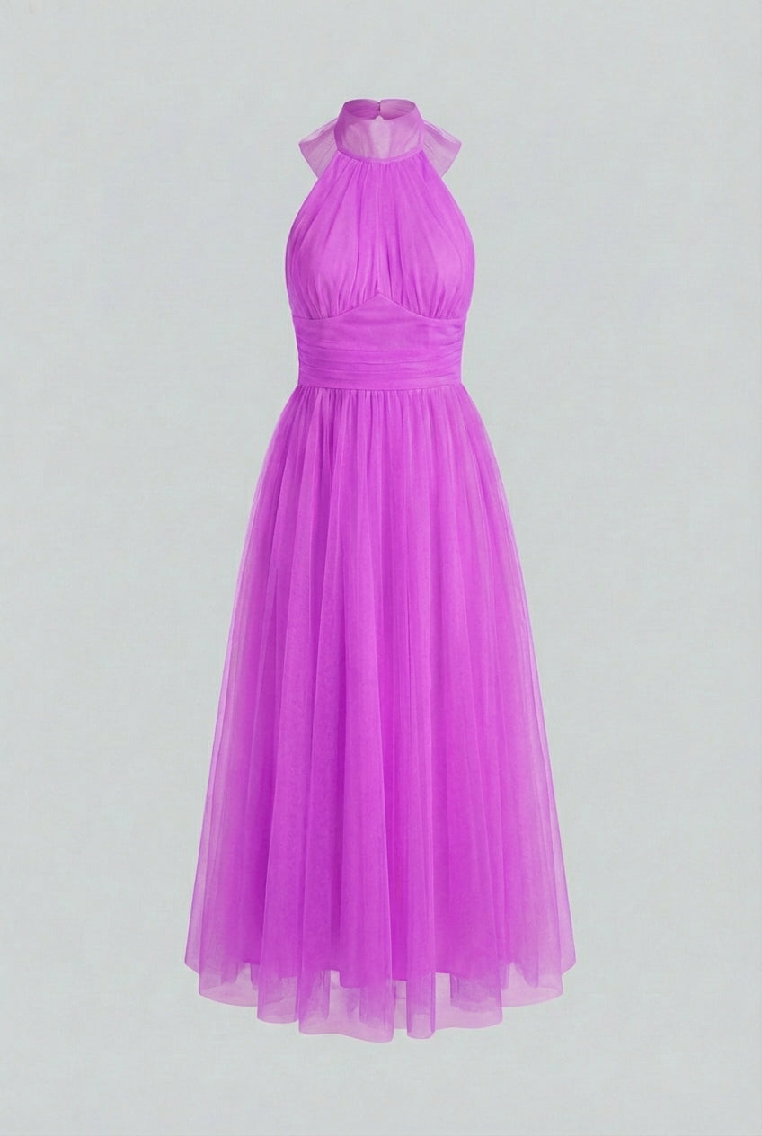 Luna | Elegant Halter Midi Dress - ginlerie 0
