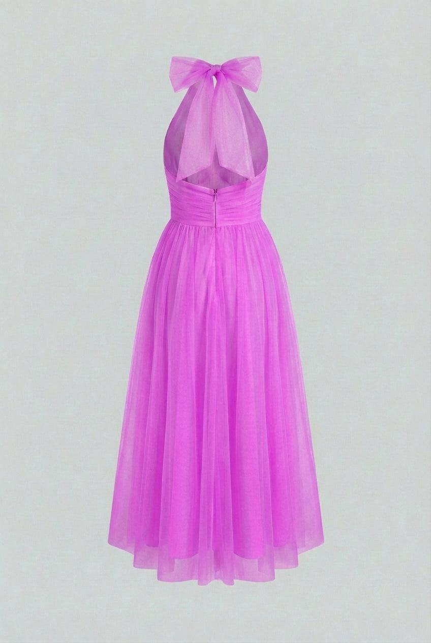 Luna | Elegant Halter Midi Dress - ginlerie 4