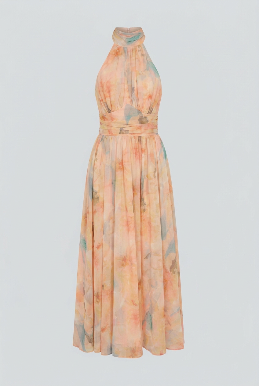 Luna | Elegant Halterneck Maxi Dress - ginlerie 0