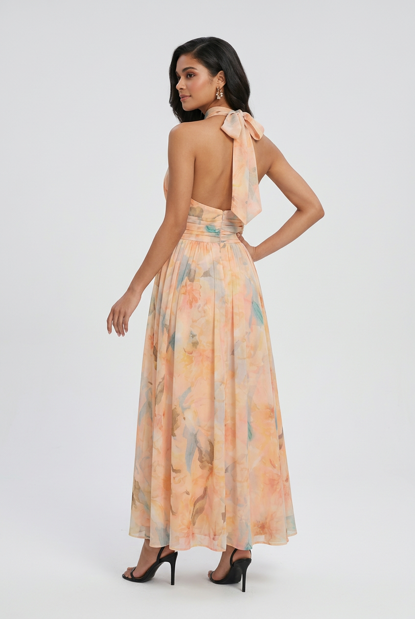 Luna | Elegant Halterneck Maxi Dress - ginlerie 3