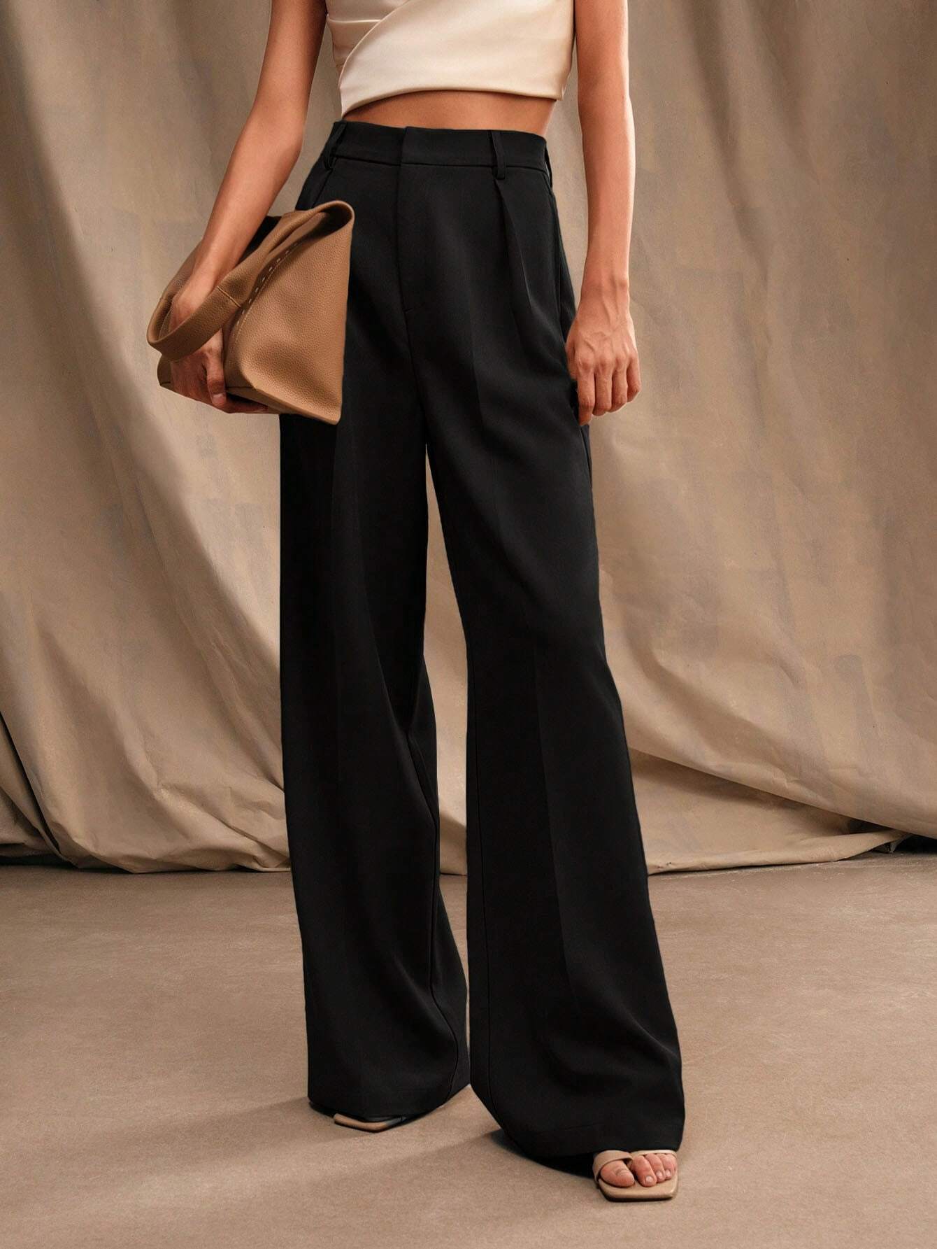 Luna | Elegant High Waist Wide Leg Trousers - ginlerie 0