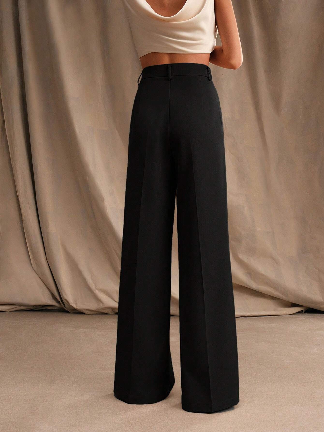 Luna | Elegant High Waist Wide Leg Trousers - ginlerie 1