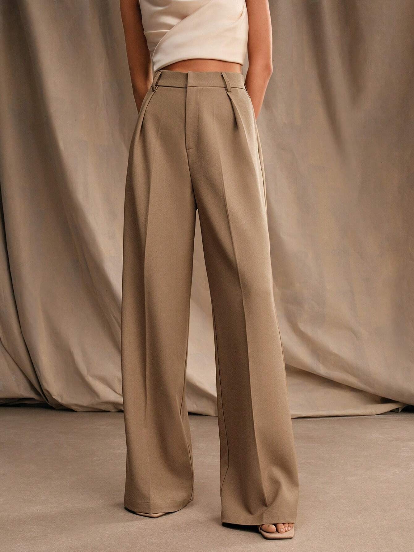 Luna | Elegant High Waist Wide Leg Trousers - ginlerie 4