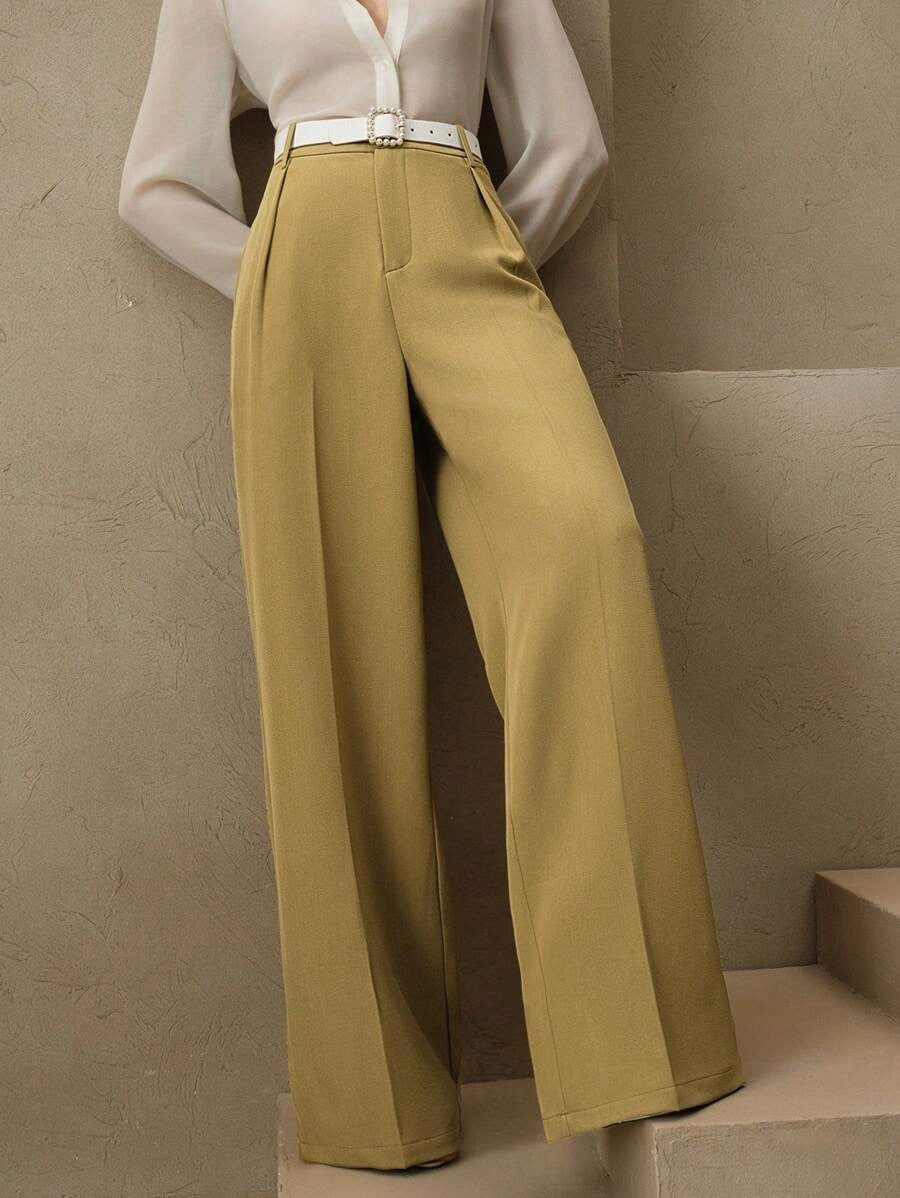 Luna | Elegant High Waist Wide Leg Trousers - ginlerie 6
