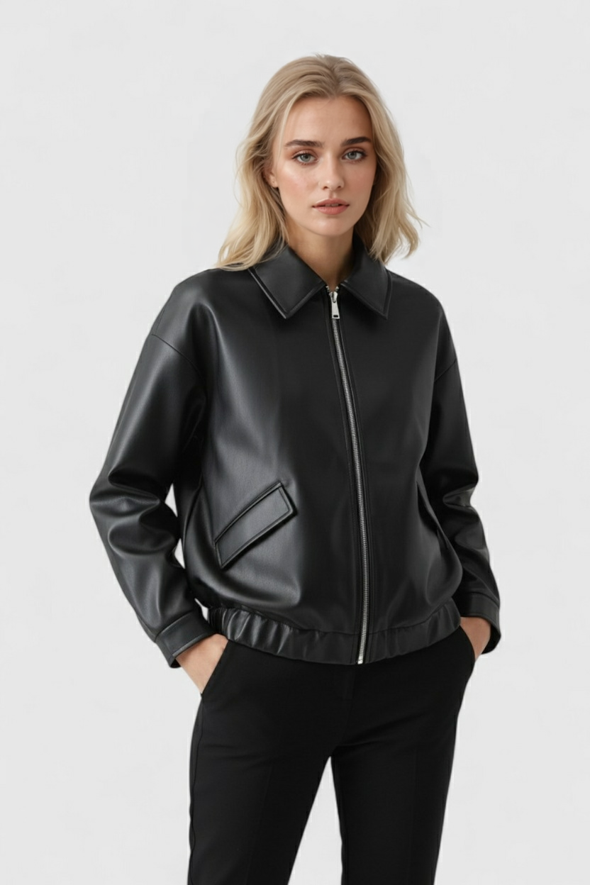 Luna | Faux Leather Jacket Women - ginlerie 1