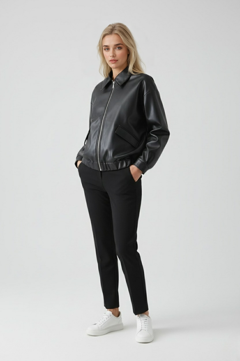 Luna | Faux Leather Jacket Women - ginlerie 2