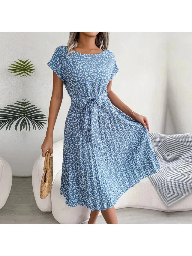 Luna | Floral Pleated Midi Dress - ginlerie 0
