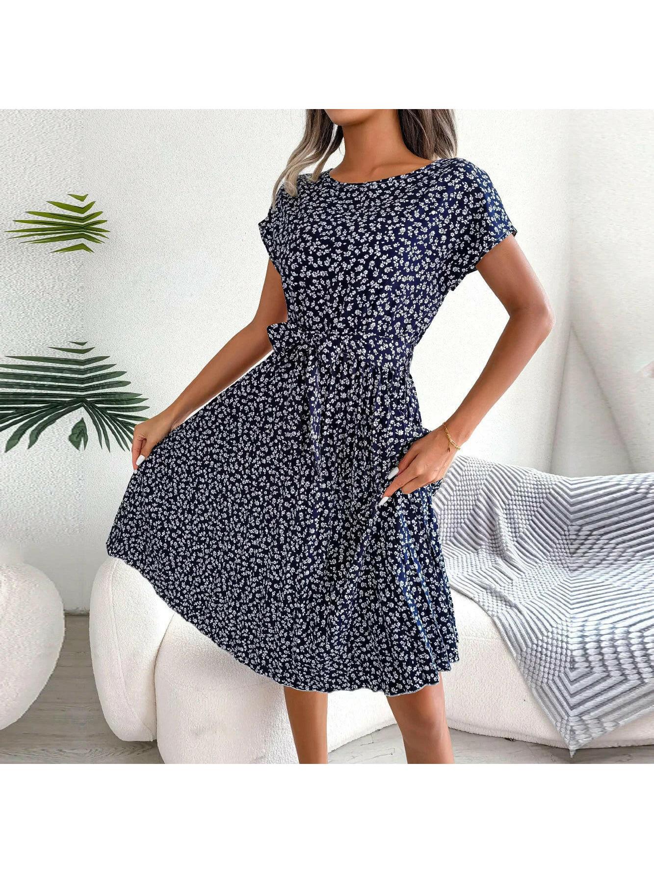 Luna | Floral Pleated Midi Dress - ginlerie 6