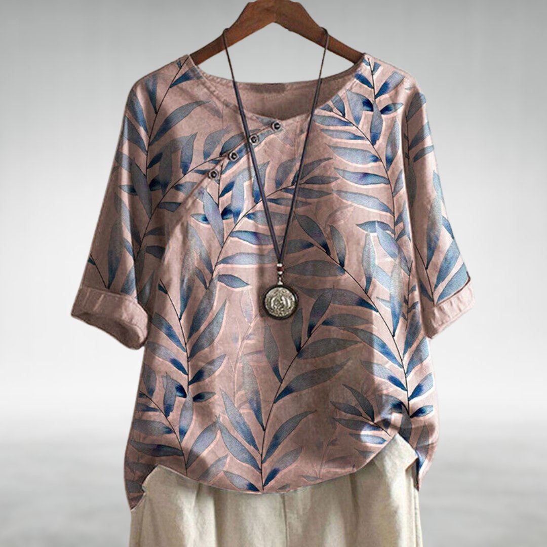 Luna | Leaf Print Blouse - ginlerie 1