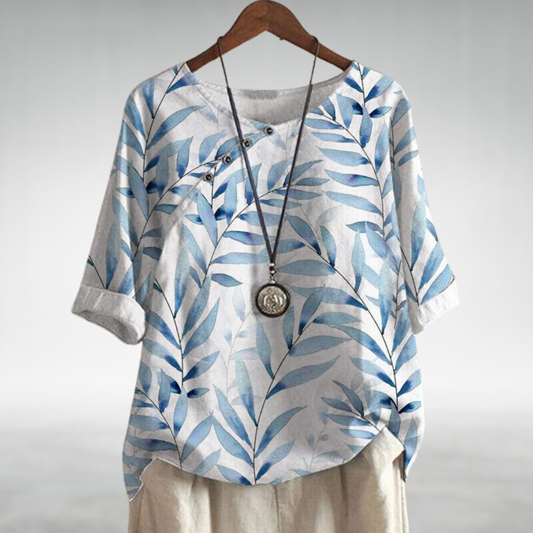 Luna | Leaf Print Blouse - ginlerie 2